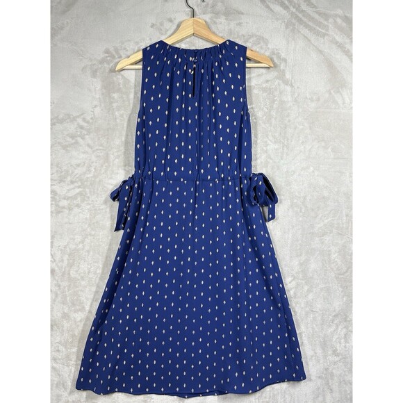 Juicy Couture Navy & Gold Polka Dots Tie Sides High Neck Dress Women’s XS - Picture 7 of 11